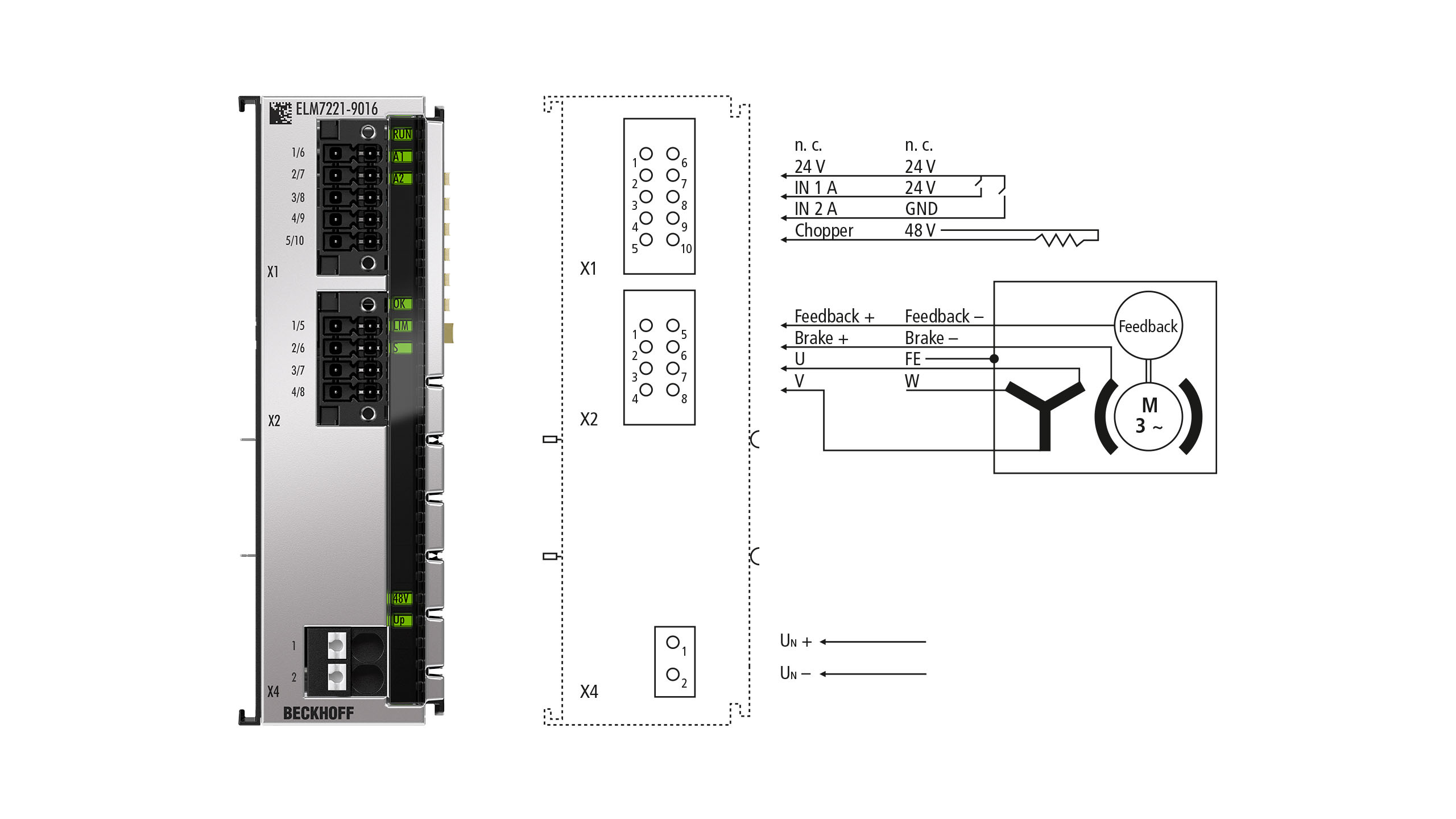 ELM7221-9016 | EtherCAT Terminal, 1-channel motion interface, servomotor, 48 V DC, 8 A, OCT, STO, TwinSAFE Logic
