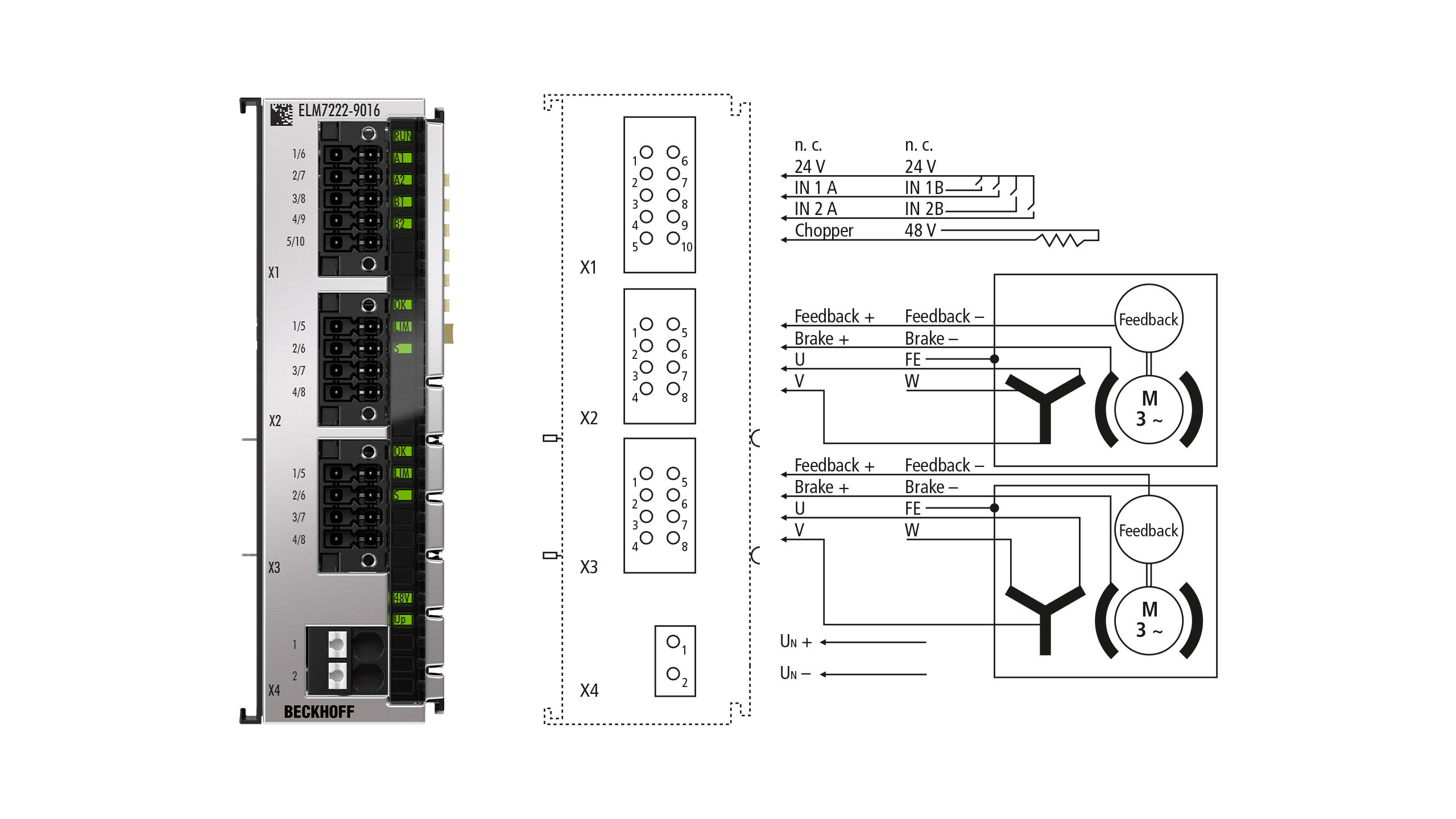 ELM7222-9016 | EtherCAT Terminal, 2-channel motion interface, servomotor, 48 V DC, 8 A, OCT, STO, TwinSAFE Logic