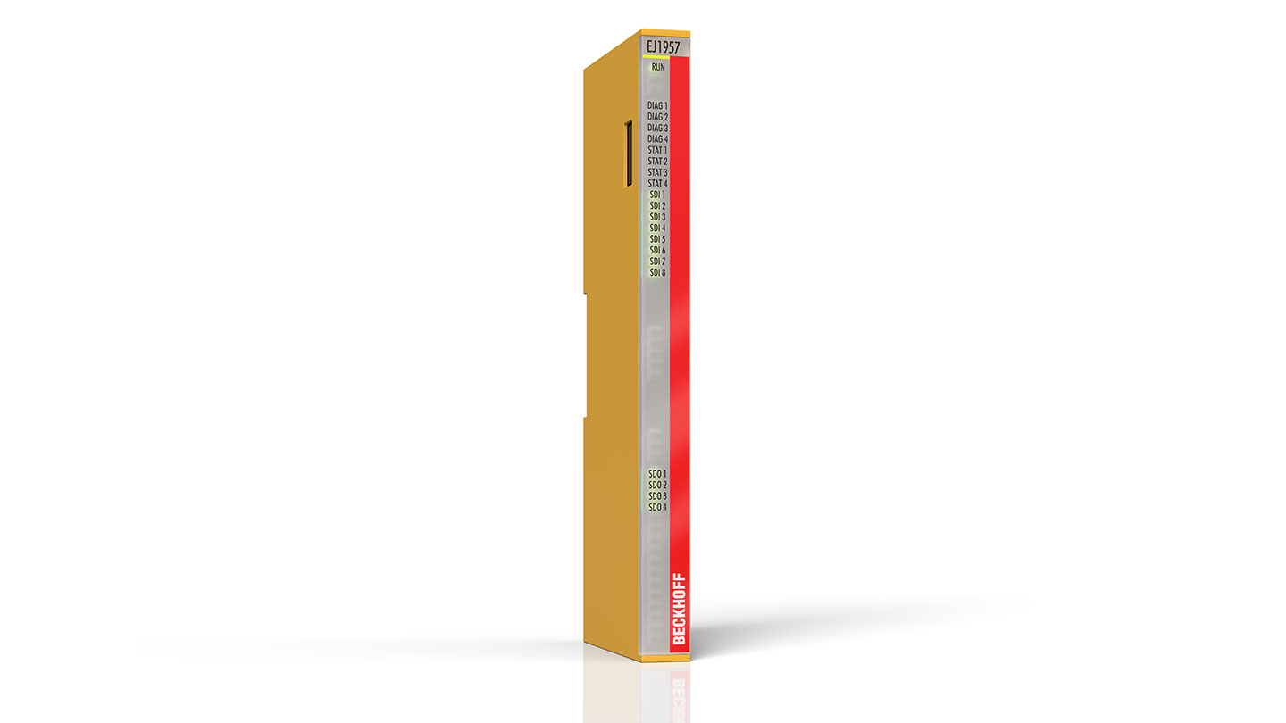 EJ1957 | EtherCAT plug-in module, 8-channel digital input + 4-channel digital output, 24 V DC, 0.5 A, TwinSAFE, TwinSAFE Logic