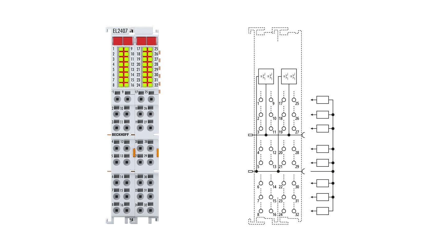 EL2407 | EtherCAT-Klemme, 32-Kanal-Digital-Ausgang, 24 V DC, 0,5 A