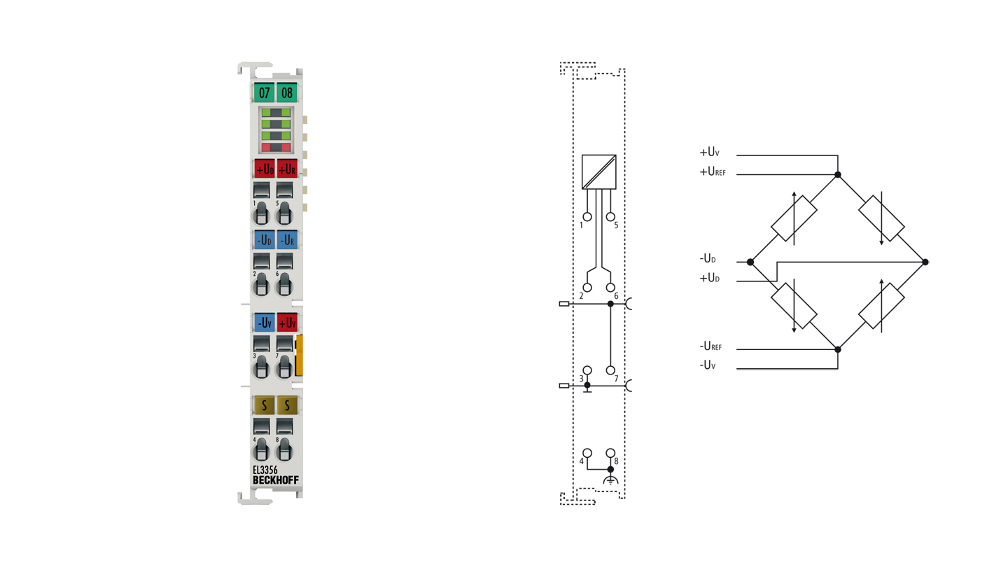EL3356 | EtherCAT Terminal, 1-channel analog input, measuring bridge, full bridge, 16 bit