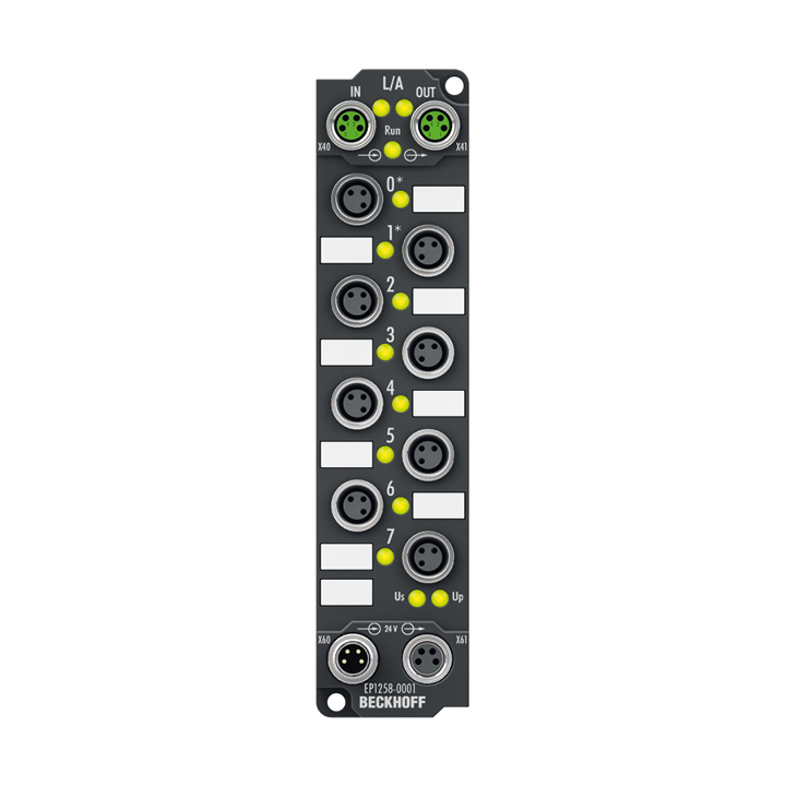EP1258-0001 | EtherCAT Box, 8-channel digital input, 24 V DC, 1 µs, M8, timestamp