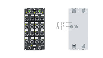 EP2339-0121 | EtherCAT Box, 16-channel digital combi, 24 V DC, 3 ms, 0.5 A, ground switching, M8