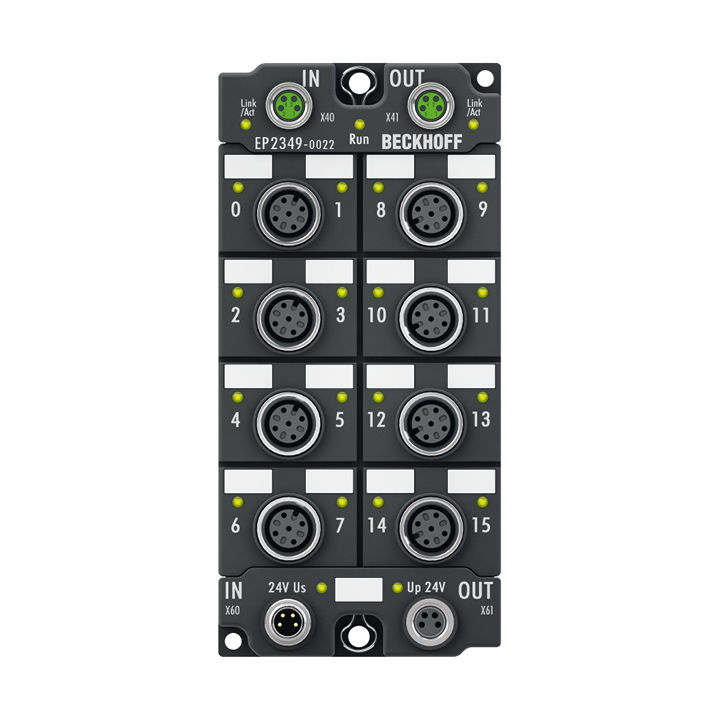 EP2349-0022 | EtherCAT Box, 16-channel digital combi, 24 V DC, 10 µs, 0.5 A, M12