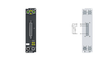 EP2816-0008 | EtherCAT Box, 16-channel digital output, 24 V DC, 0.5 A, D-sub