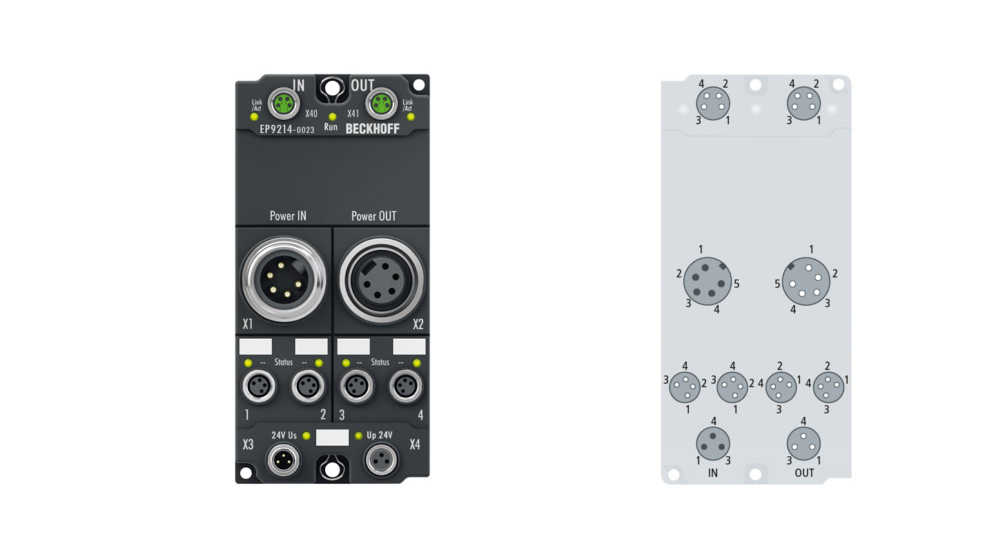 EP9214-0023 | EtherCAT Box, 4/4-channel power distribution, for EtherCAT Box modules