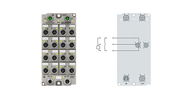 ER1819-0021 | EtherCAT Box, 16-channel digital input, 24 V DC, 10 µs, M8, zinc die-cast