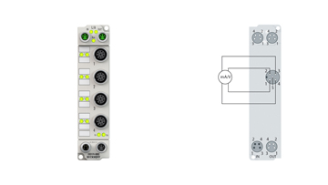 ER3174-0002 | EtherCAT Box, 4-channel analog input, multi-function, ±10 V, 0/4…20 mA, 16 bit, differential, M12, zinc die-cast