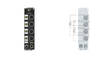 IE1502 | Extension Box, 2-channel digital input, counter, 24 V DC, 100 kHz, M12