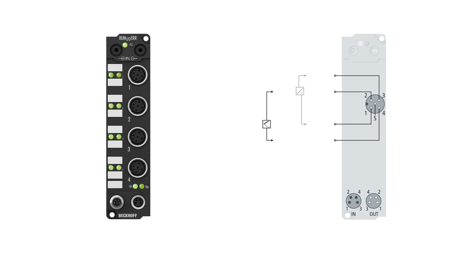 IE3312 | Extension Box, 4-channel analog input, temperature, thermocouple, M12