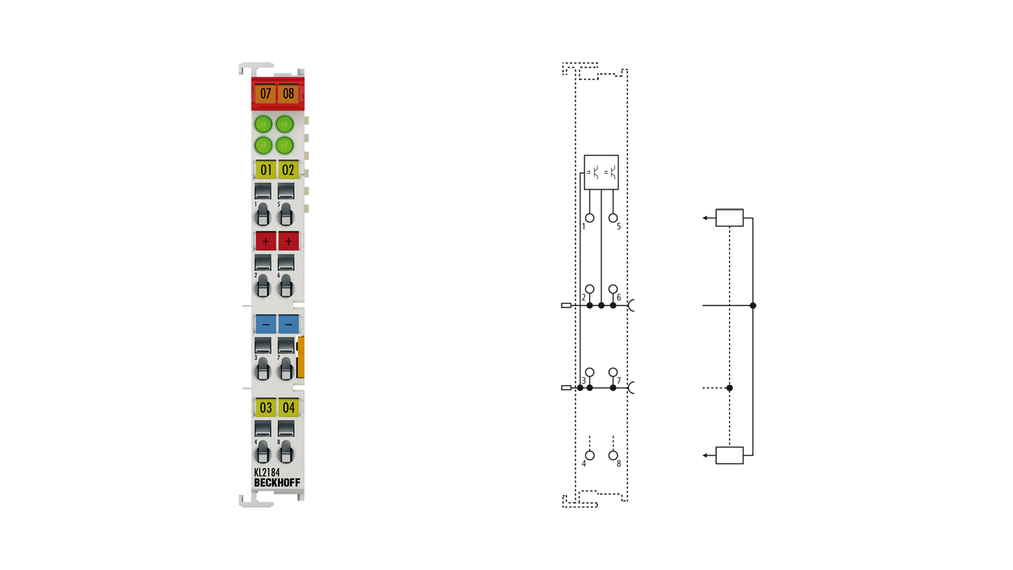 KL2184 | Bus Terminal, 4-channel digital output, 24 V DC, 0.5 A, ground switching