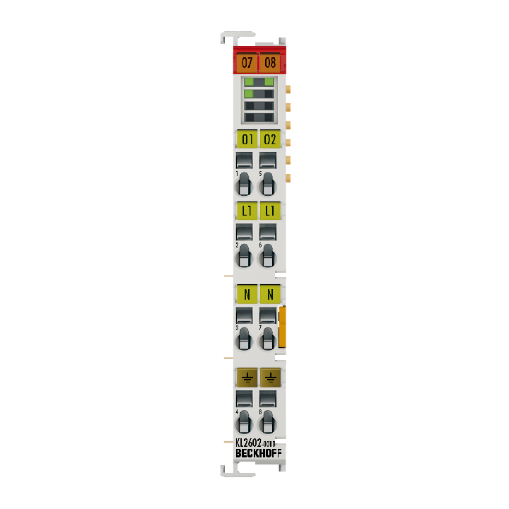 KL2602-0010 | Bus Terminal, 2-channel relay output, 230 V AC, 30 V DC, 5 A, contact-protecting switching