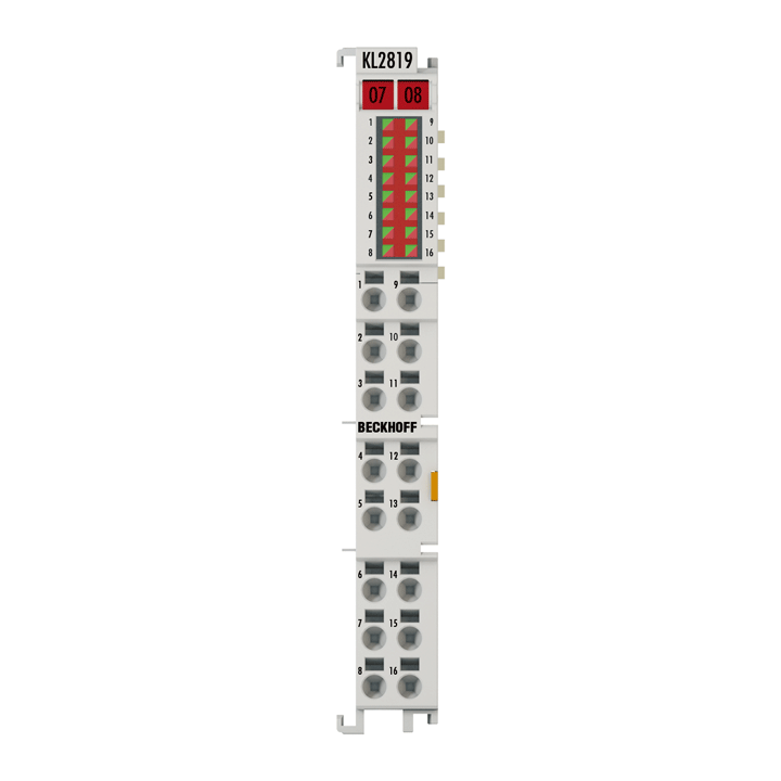 KL2819 | Bus Terminal, 16-channel digital output, 24 V DC, 0.5 A, with diagnostics