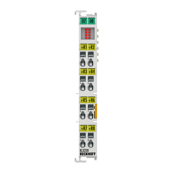 KL3228 | Bus Terminal, 8-channel analog input, temperature, RTD (Pt1000, Ni1000), 16 bit