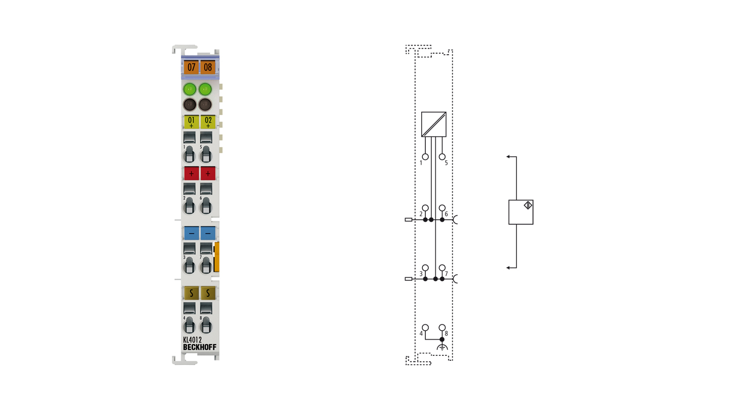 KL4012 | Bus Terminal, 2-channel analog output, current, 0…20 mA, 12 bit, single-ended